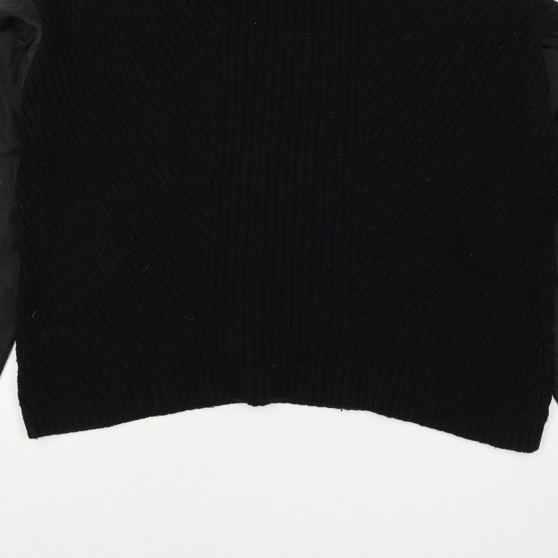 La Redoute Women Black M Mock Neck Knit Jumper Quilted Long Sleeve
