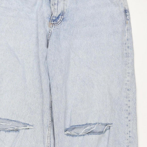 Primark Women Blue UK 12 High Rise Distressed Straight Jeans
