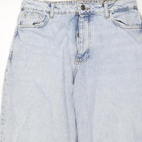 Primark Women Blue UK 12 High Rise Distressed Straight Jeans