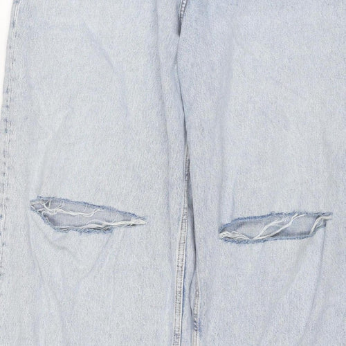 Primark Women Blue UK 12 High Rise Distressed Straight Jeans