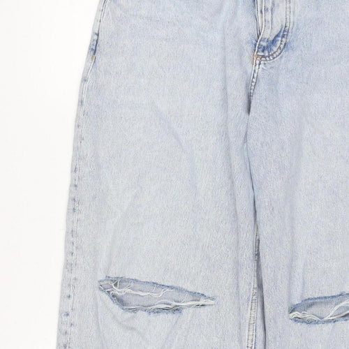 Primark Women Blue UK 12 High Rise Distressed Straight Jeans