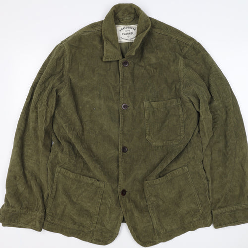 Portuguese Flannel Unisex Green L Corduroy Button Jacket