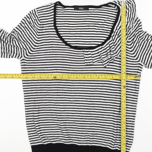 Marks & Spencer Women Black White UK 12 Striped Ruffle Knit Jumper