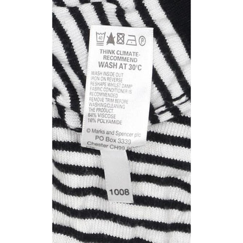 Marks & Spencer Women Black White UK 12 Striped Ruffle Knit Jumper