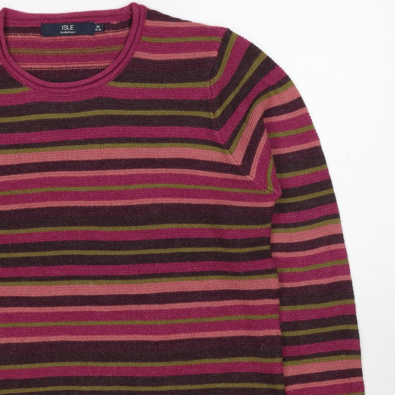 Isle Essentials Women’s Multicoloured Striped Knit Jumper M Pullover
