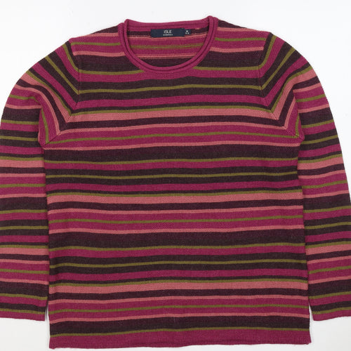 Isle Essentials Women’s Multicoloured Striped Knit Jumper M Pullover