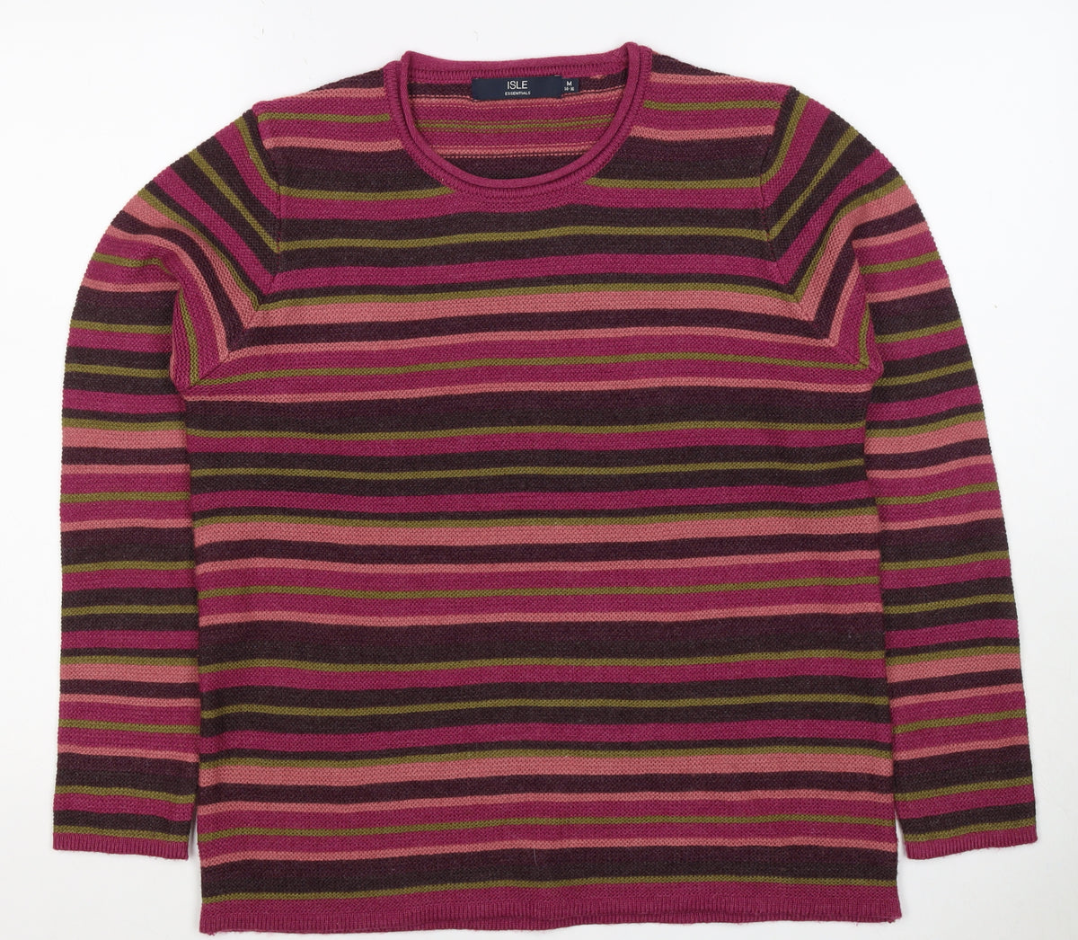 Isle Essentials Women’s Multicoloured Striped Knit Jumper M Pullover