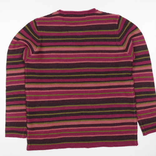 Isle Essentials Women’s Multicoloured Striped Knit Jumper M Pullover