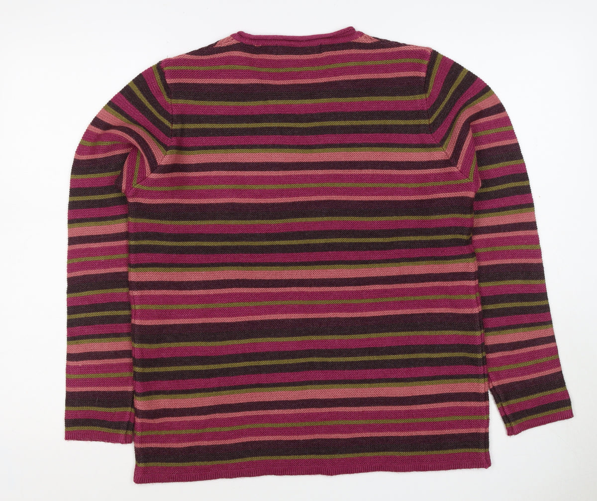 Isle Essentials Women’s Multicoloured Striped Knit Jumper M Pullover