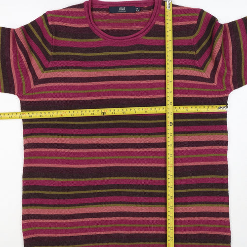 Isle Essentials Women’s Multicoloured Striped Knit Jumper M Pullover