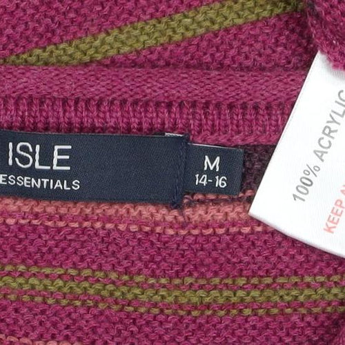 Isle Essentials Women’s Multicoloured Striped Knit Jumper M Pullover