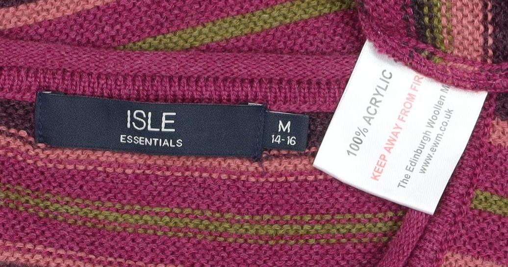 Isle Essentials Women’s Multicoloured Striped Knit Jumper M Pullover