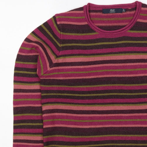 Isle Essentials Women’s Multicoloured Striped Knit Jumper M Pullover