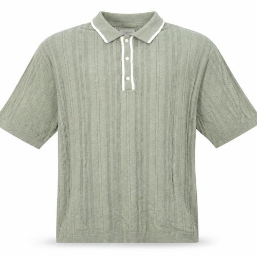 American Eagle Men Green XL Textured Knit Short Sleeve Polo Shirt