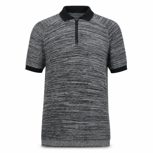 River Island Men’s Grey Striped Knit Zip Polo Shirt Size S