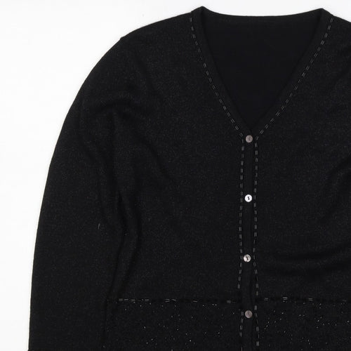 Marks and Spencer Women’s Black UK 14 V-Neck Button Knit Cardigan
