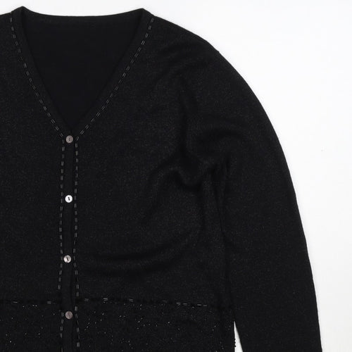 Marks and Spencer Women’s Black UK 14 V-Neck Button Knit Cardigan