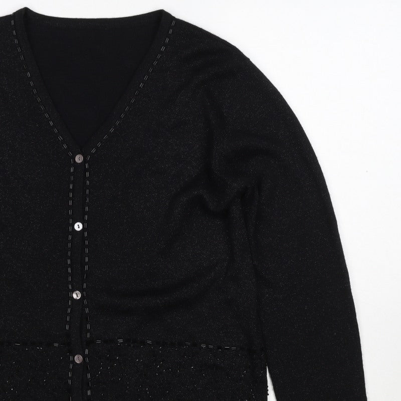 Marks and Spencer Women’s Black UK 14 V-Neck Button Knit Cardigan