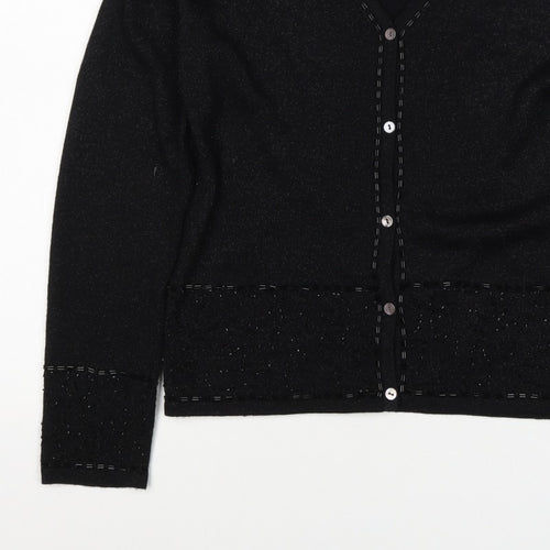 Marks and Spencer Women’s Black UK 14 V-Neck Button Knit Cardigan