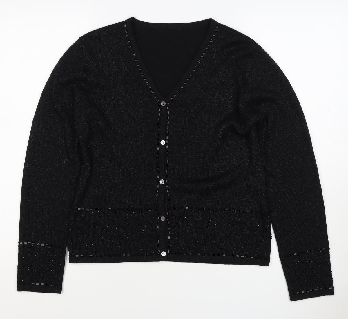 Marks and Spencer Women’s Black UK 14 V-Neck Button Knit Cardigan