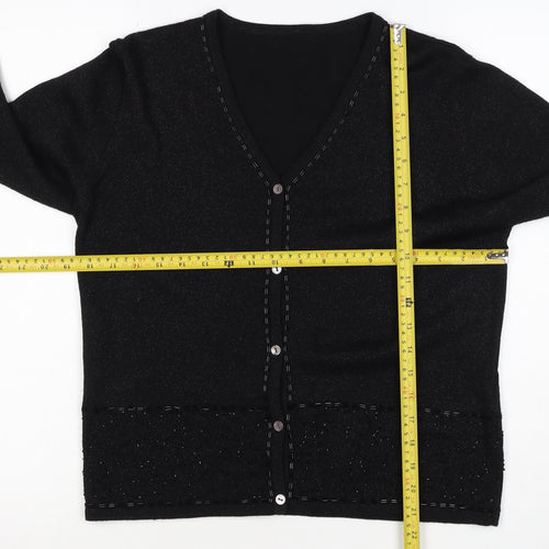 Marks and Spencer Women’s Black UK 14 V-Neck Button Knit Cardigan