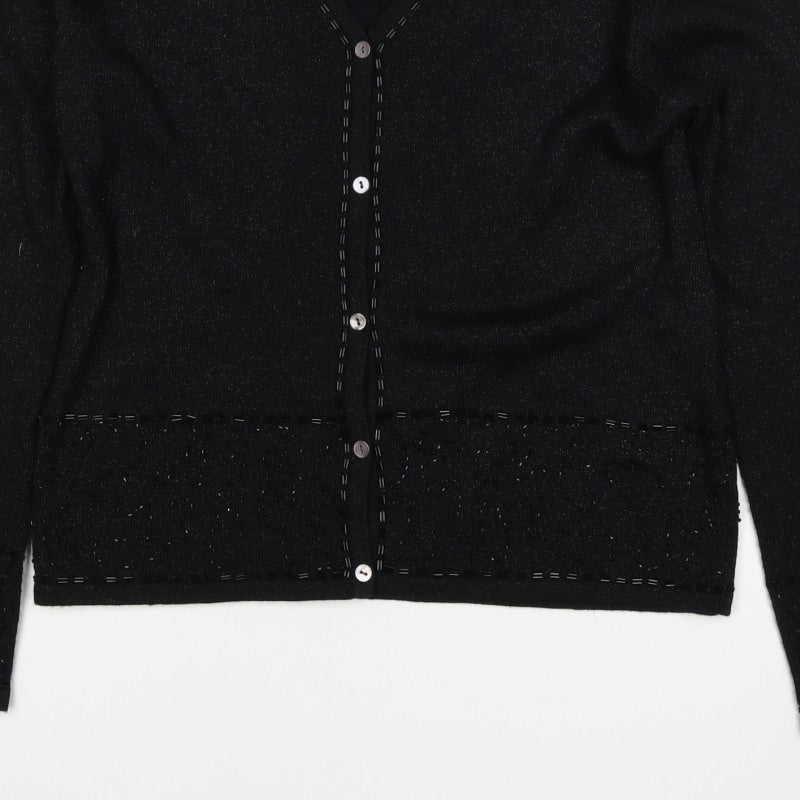 Marks and Spencer Women’s Black UK 14 V-Neck Button Knit Cardigan