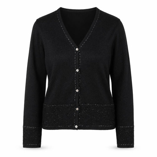 Marks and Spencer Women’s Black UK 14 V-Neck Button Knit Cardigan