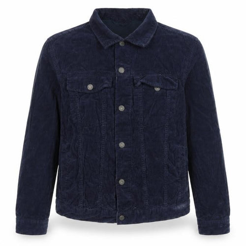 H&M Women’s Blue Corduroy Basic Jacket Size L Collared Button Casual