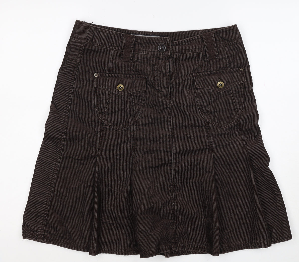 Cop.Copine Women’s Brown Corduroy Cargo Skirt UK 16 Knee Length