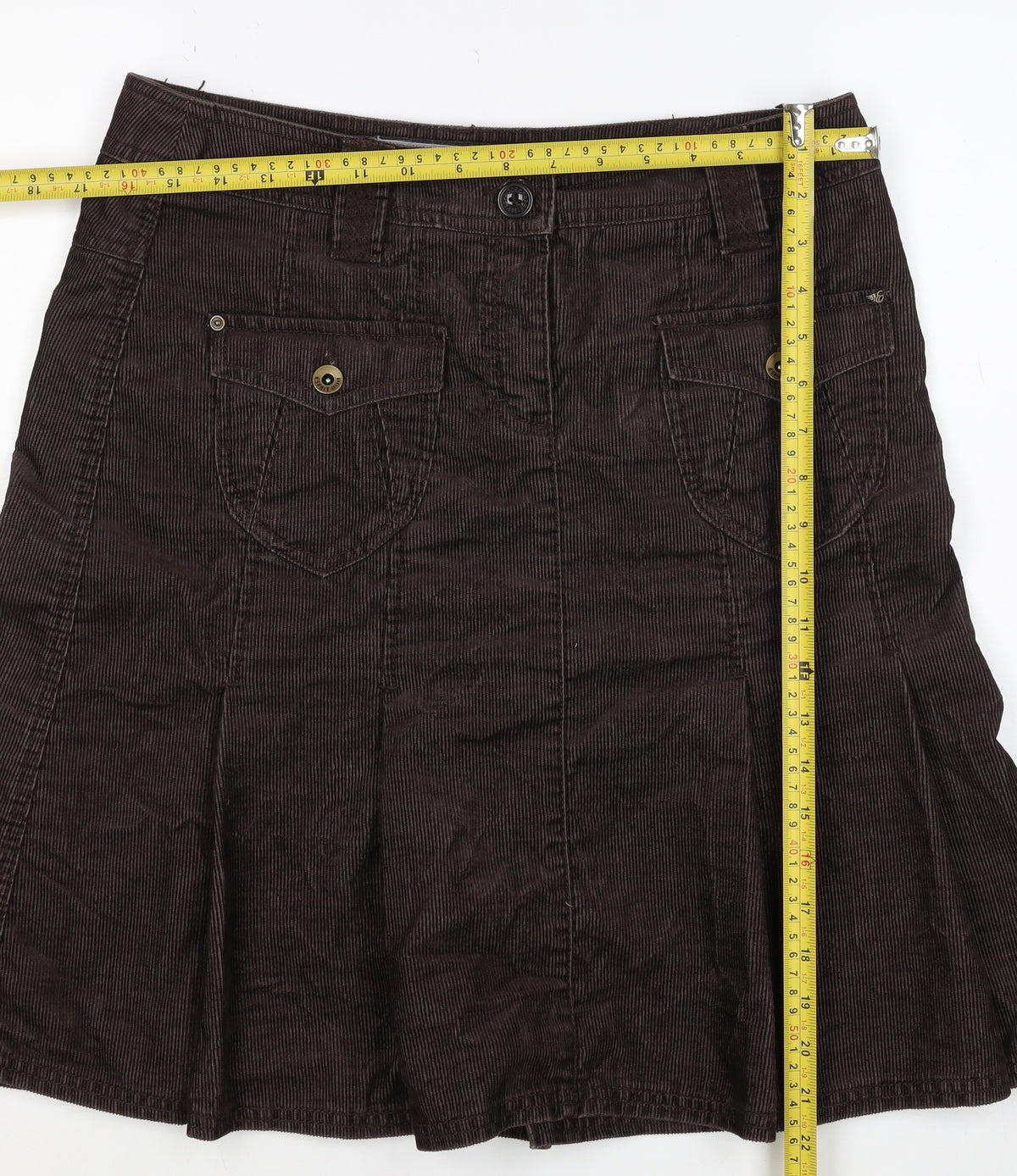 Cop.Copine Women’s Brown Corduroy Cargo Skirt UK 16 Knee Length
