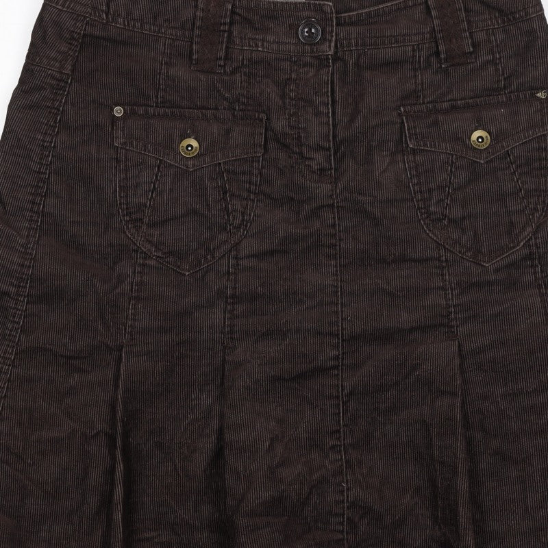 Cop.Copine Women’s Brown Corduroy Cargo Skirt UK 16 Knee Length
