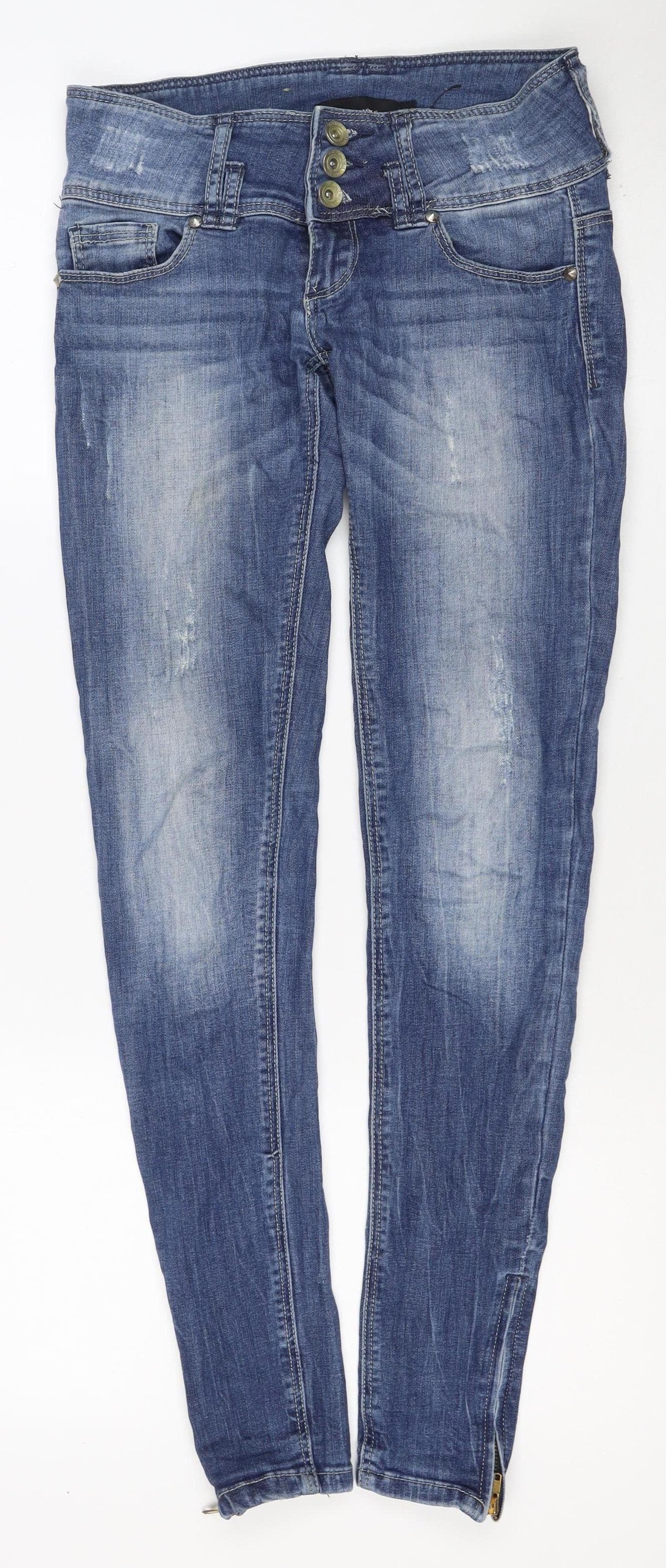Tally Weijl Women’s Blue UK 6 High Rise Skinny Jeans Ankle Zip