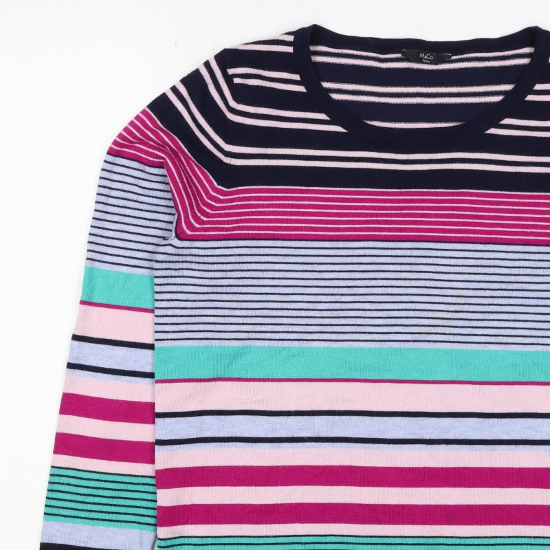 M&Co Women’s Multicoloured Striped Viscose Knit Pullover Jumper UK 14 Petite