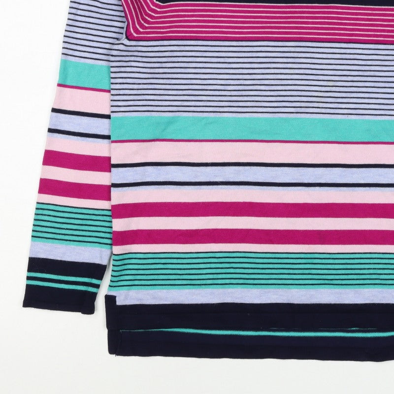 M&Co Women’s Multicoloured Striped Viscose Knit Pullover Jumper UK 14 Petite
