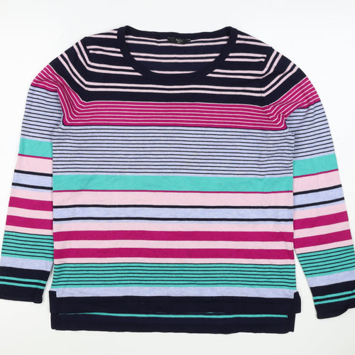M&Co Women’s Multicoloured Striped Viscose Knit Pullover Jumper UK 14 Petite