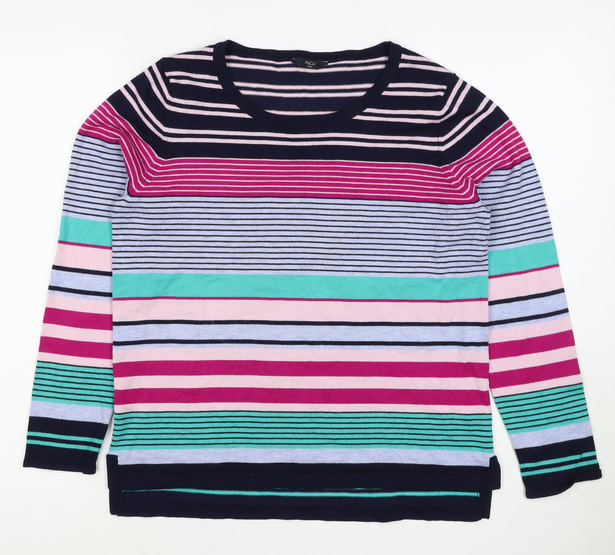 M&Co Women’s Multicoloured Striped Viscose Knit Pullover Jumper UK 14 Petite