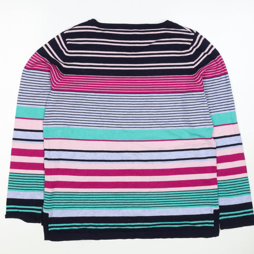 M&Co Women’s Multicoloured Striped Viscose Knit Pullover Jumper UK 14 Petite