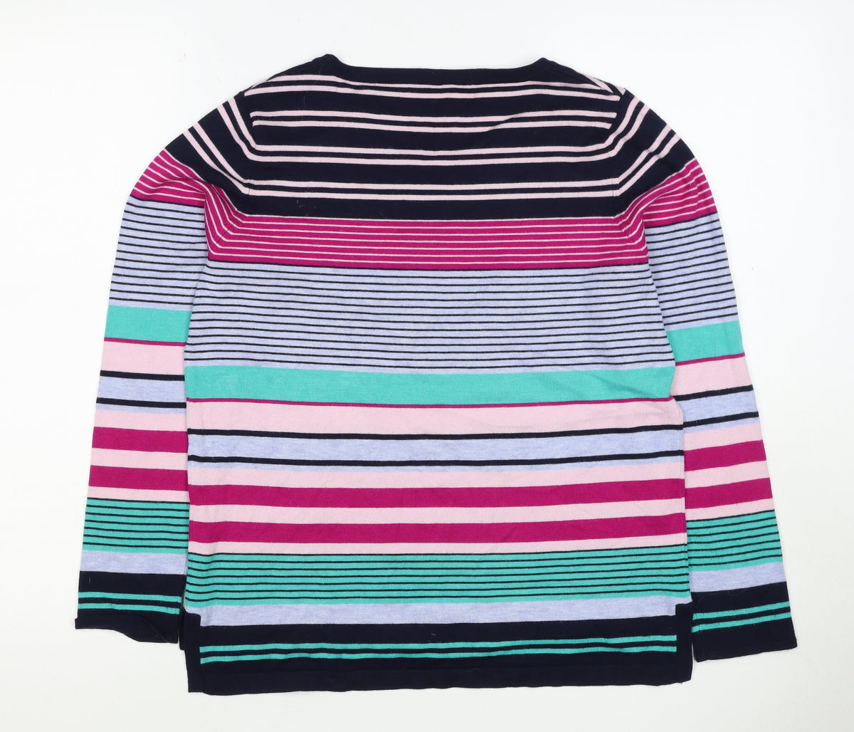 M&Co Women’s Multicoloured Striped Viscose Knit Pullover Jumper UK 14 Petite