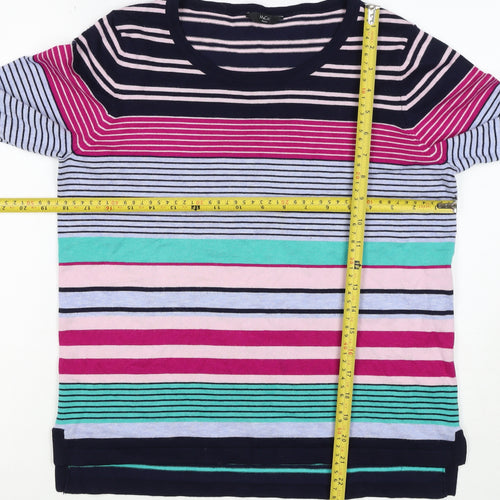 M&Co Women’s Multicoloured Striped Viscose Knit Pullover Jumper UK 14 Petite