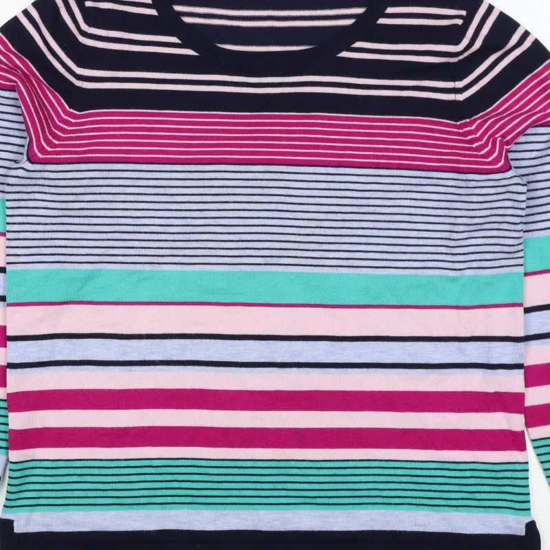 M&Co Women’s Multicoloured Striped Viscose Knit Pullover Jumper UK 14 Petite