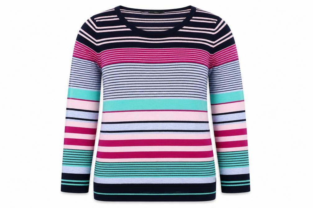 M&Co Women’s Multicoloured Striped Viscose Knit Pullover Jumper UK 14 Petite