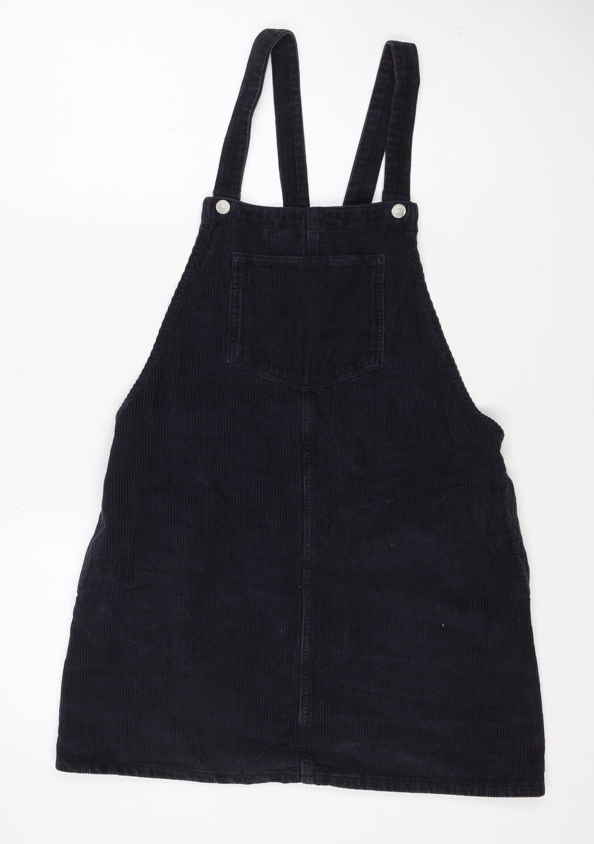 Topshop Women Black UK 12 Corduroy Pinafore A-Line Dress Pockets