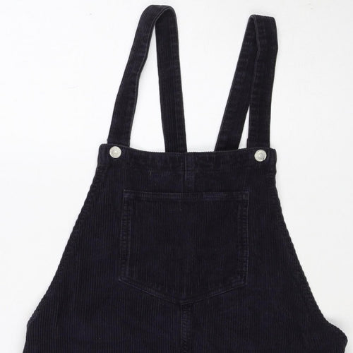 Topshop Women Black UK 12 Corduroy Pinafore A-Line Dress Pockets
