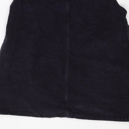 Topshop Women Black UK 12 Corduroy Pinafore A-Line Dress Pockets