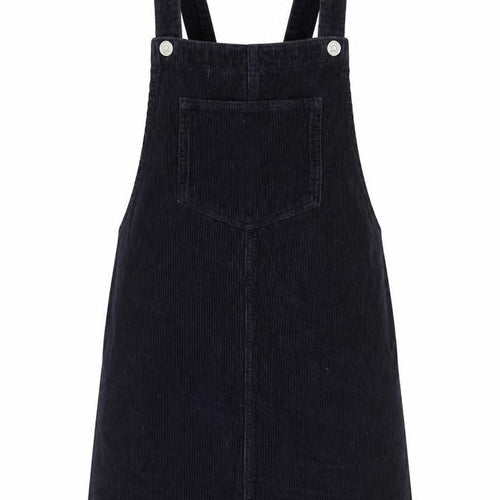 Topshop Women Black UK 12 Corduroy Pinafore A-Line Dress Pockets