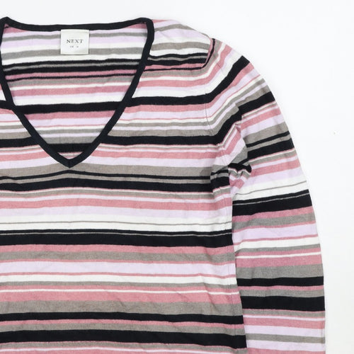 Next Women’s Multicoloured Stripe V-Neck Knit Jumper UK 14
