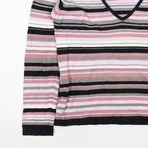 Next Women’s Multicoloured Stripe V-Neck Knit Jumper UK 14