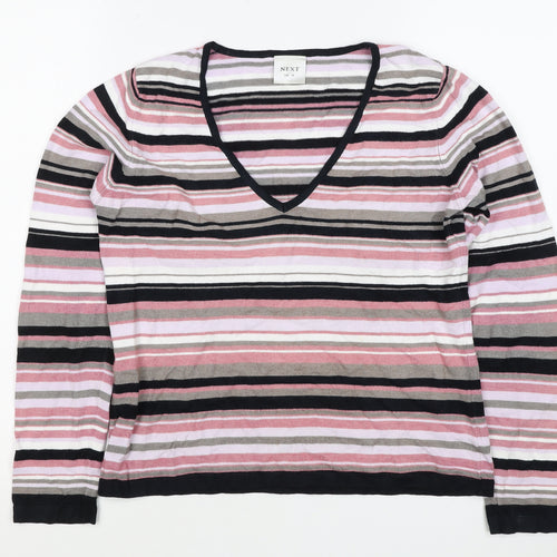 Next Women’s Multicoloured Stripe V-Neck Knit Jumper UK 14
