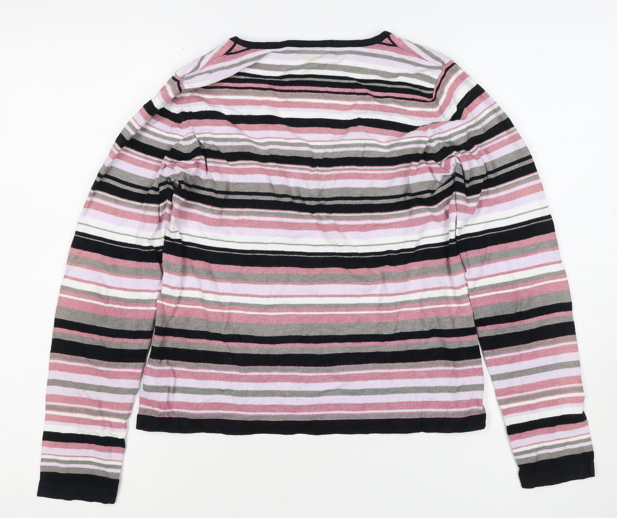 Next Women’s Multicoloured Stripe V-Neck Knit Jumper UK 14