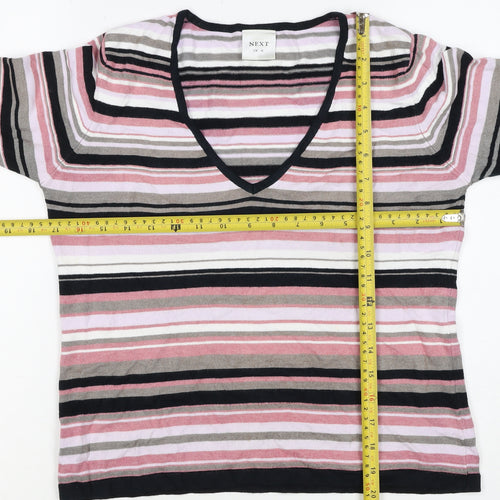 Next Women’s Multicoloured Stripe V-Neck Knit Jumper UK 14